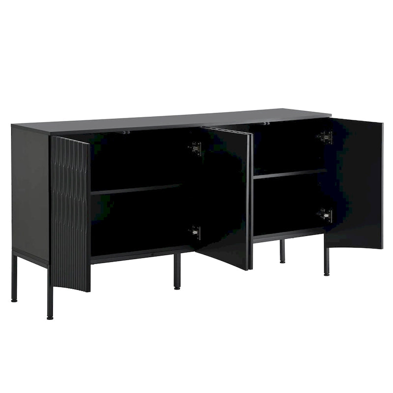 Arched Groove Design Wood Sideboard with Doors and Legs