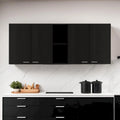 59" Black Wood Wall Mounted Accent Cabinet with Five Shelves