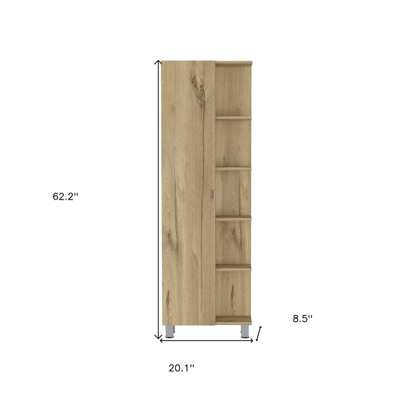 62" Oak Wood Pantry Storage Closet