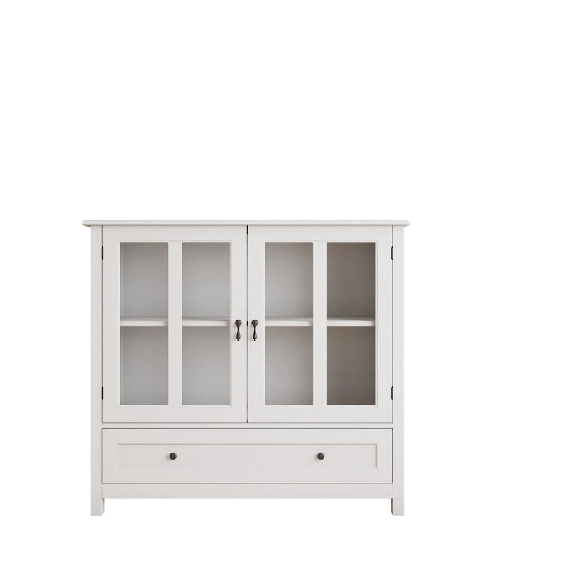 Buffet storage cabinet with glass doors and unique bell handle