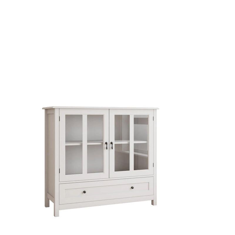 Buffet storage cabinet with glass doors and unique bell handle
