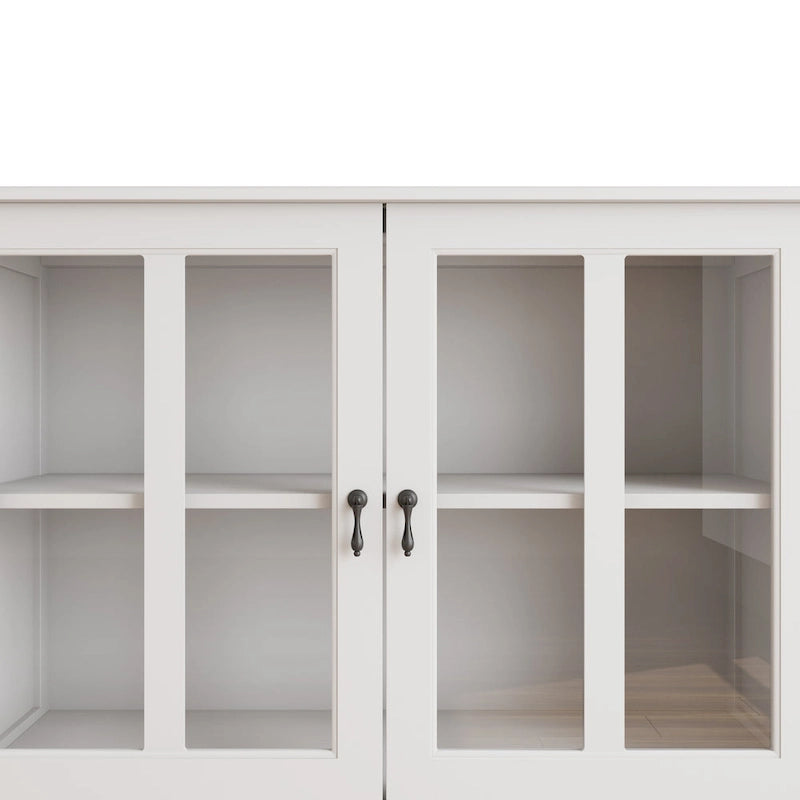 Buffet storage cabinet with glass doors and unique bell handle