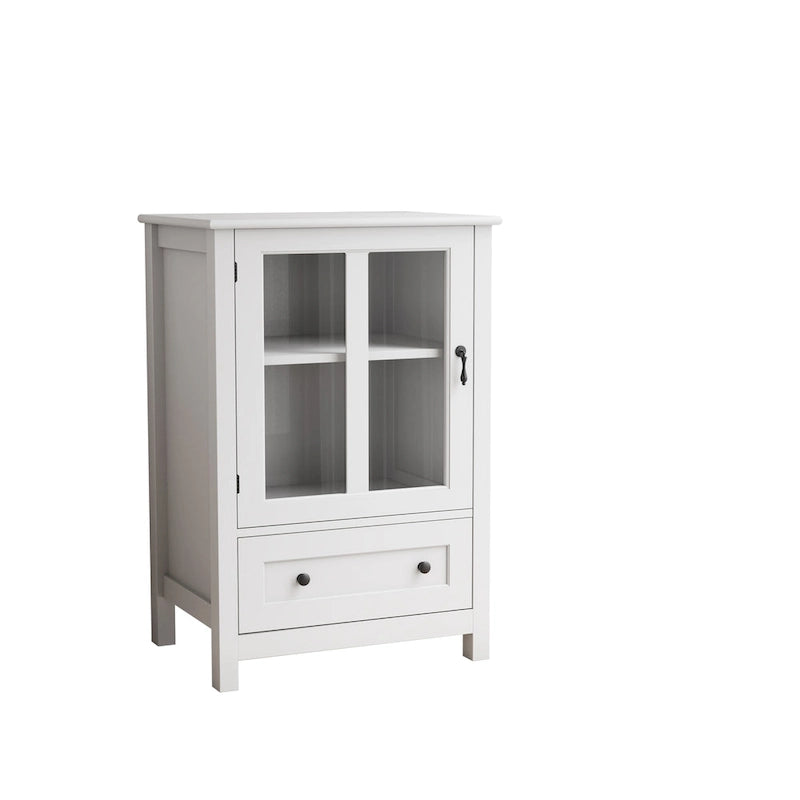 Buffet storage cabinet with glass doors and unique bell handle