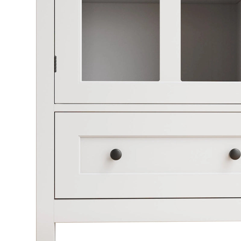 Buffet storage cabinet with glass doors and unique bell handle