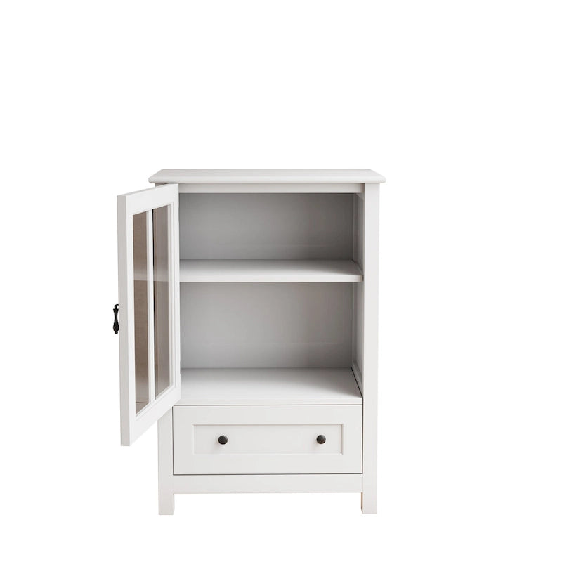 Buffet storage cabinet with glass doors and unique bell handle