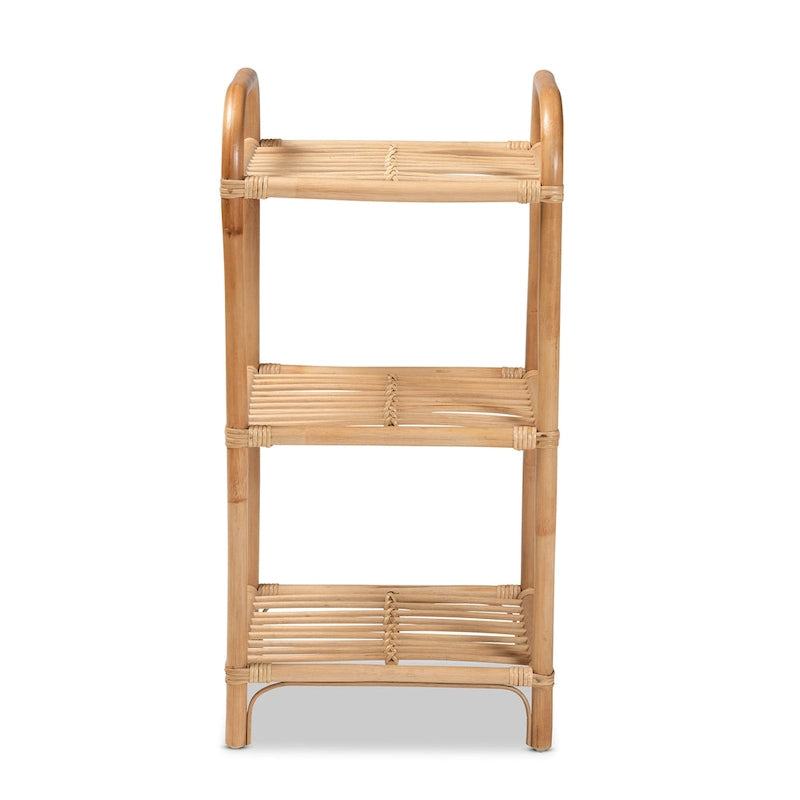 Bohemian Natural Brown Finished Rattan 3-Tier Display Shelf