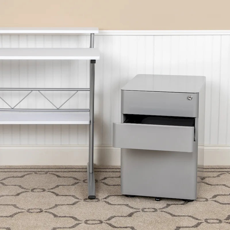 Modern 3-Drawer Mobile Locking Filing Cabinet Storage Organizer