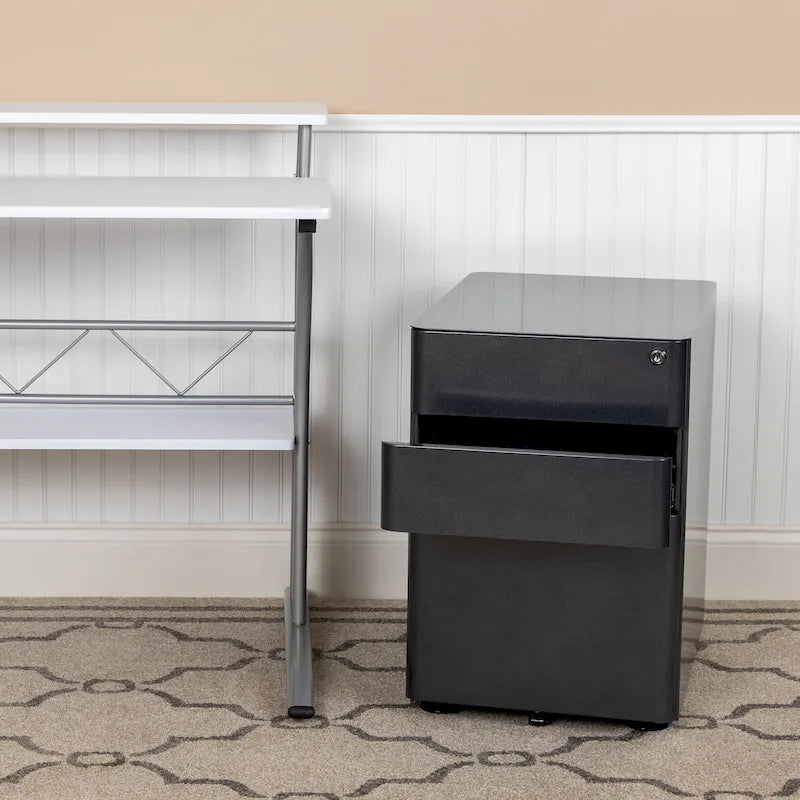 Modern 3-Drawer Mobile Locking Filing Cabinet Storage Organizer