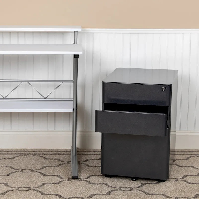 Modern 3-Drawer Mobile Locking Filing Cabinet Storage Organizer