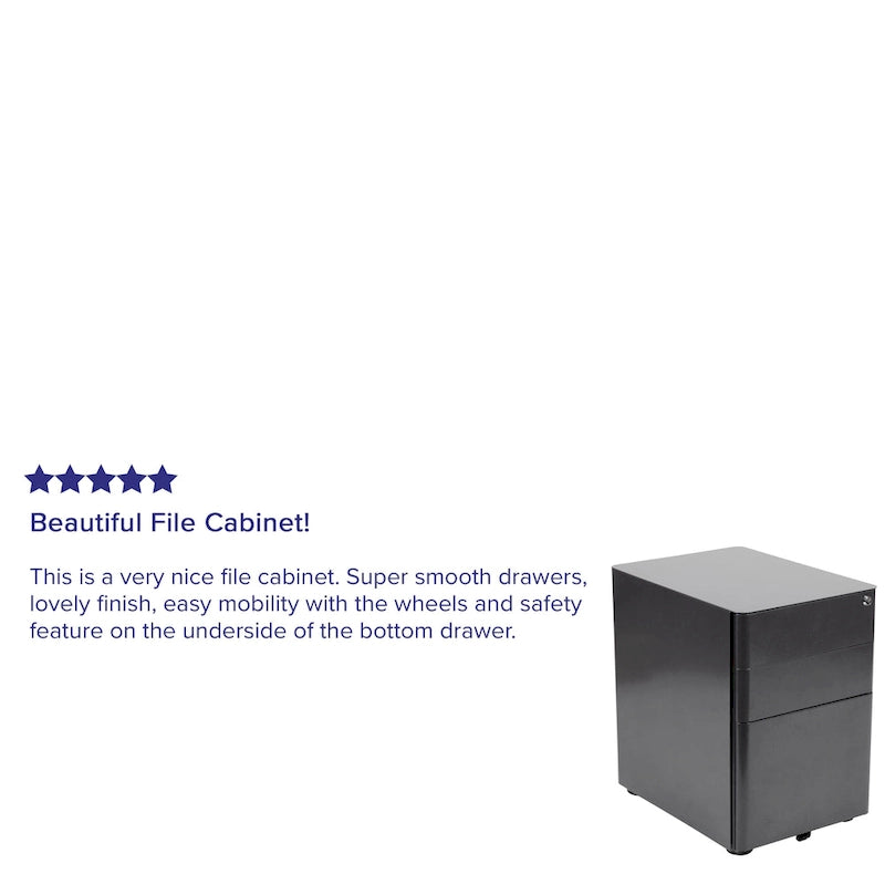 Modern 3-Drawer Mobile Locking Filing Cabinet Storage Organizer