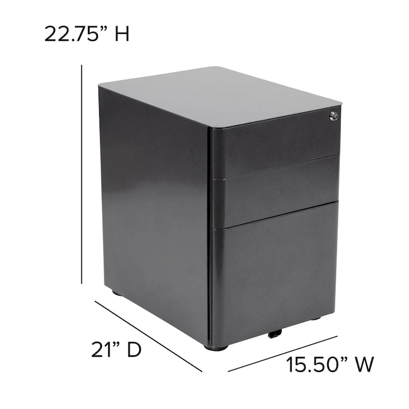Modern 3-Drawer Mobile Locking Filing Cabinet Storage Organizer