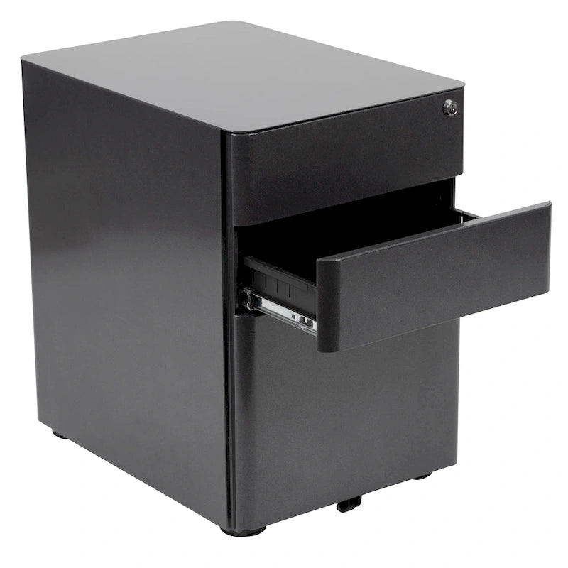 Modern 3-Drawer Mobile Locking Filing Cabinet Storage Organizer