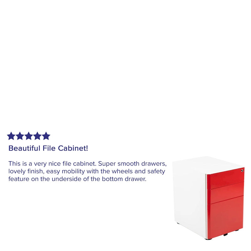 Modern 3-Drawer Mobile Locking Filing Cabinet Storage Organizer