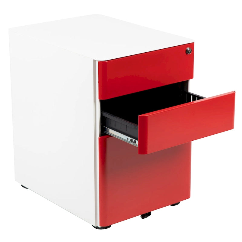 Modern 3-Drawer Mobile Locking Filing Cabinet Storage Organizer