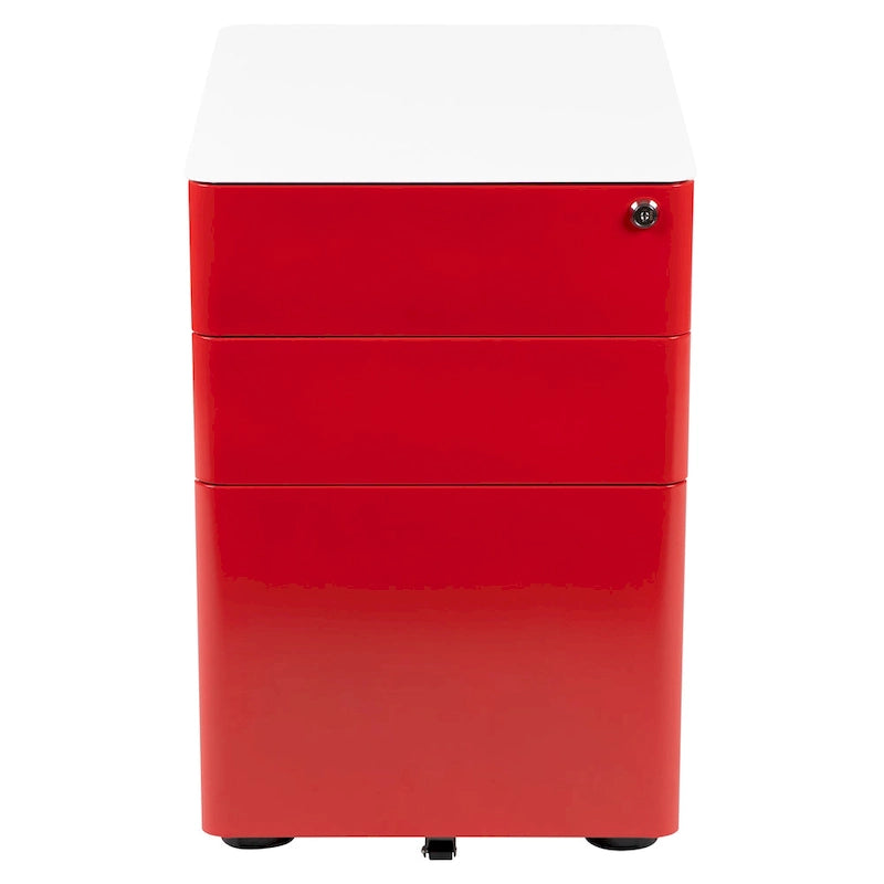 Modern 3-Drawer Mobile Locking Filing Cabinet Storage Organizer