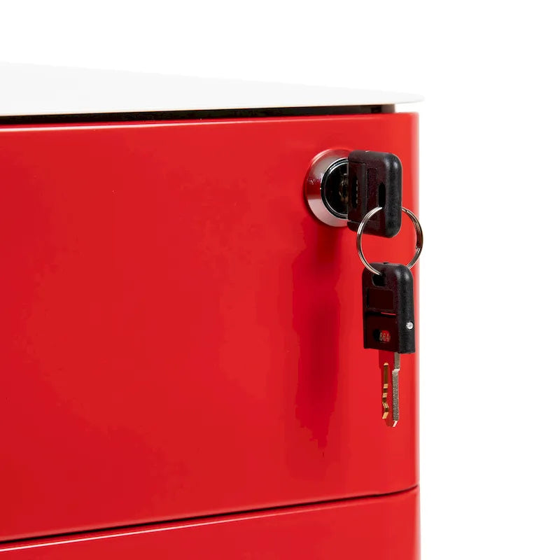 Modern 3-Drawer Mobile Locking Filing Cabinet Storage Organizer
