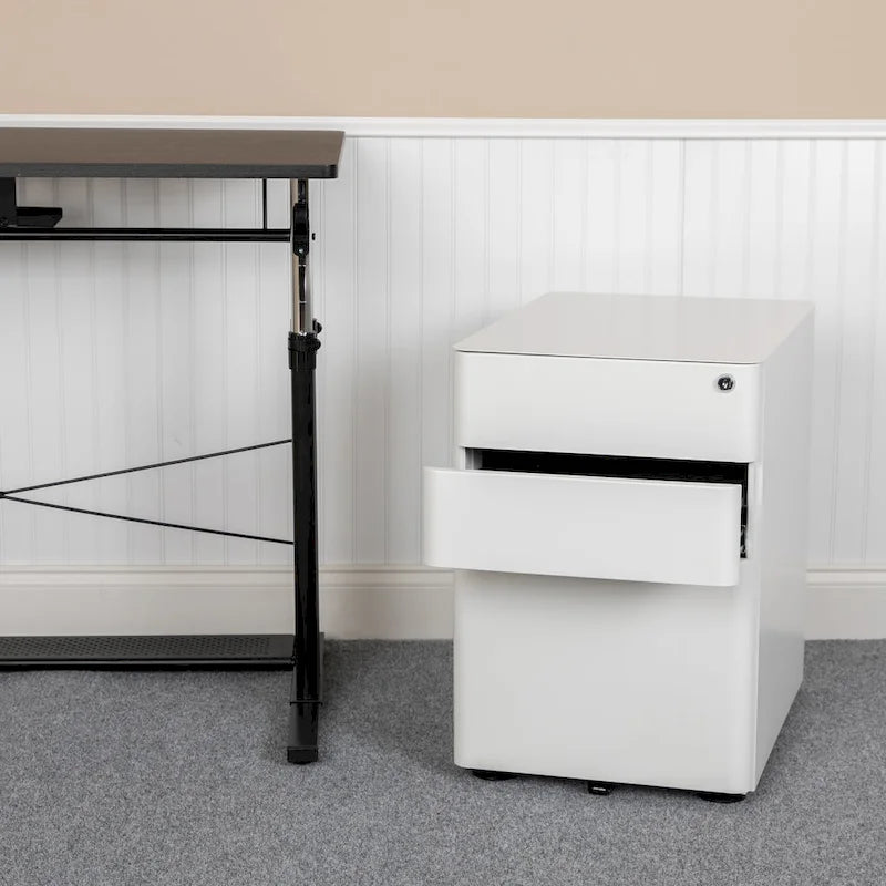 Modern 3-Drawer Mobile Locking Filing Cabinet Storage Organizer