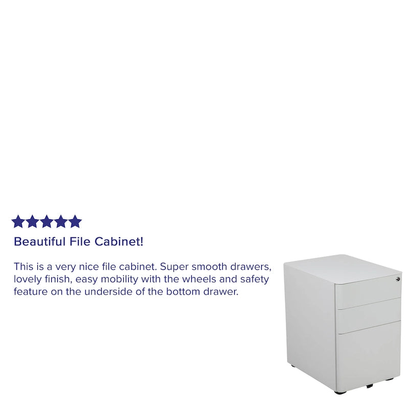 Modern 3-Drawer Mobile Locking Filing Cabinet Storage Organizer