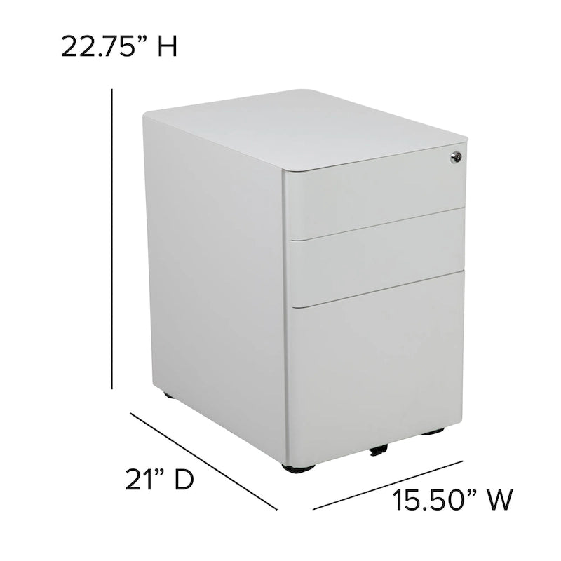 Modern 3-Drawer Mobile Locking Filing Cabinet Storage Organizer