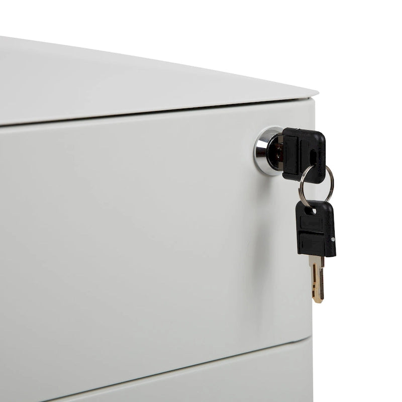 Modern 3-Drawer Mobile Locking Filing Cabinet Storage Organizer