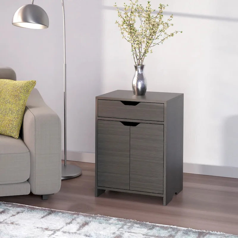 1-Drawer Storage Cabinet, Charcoal