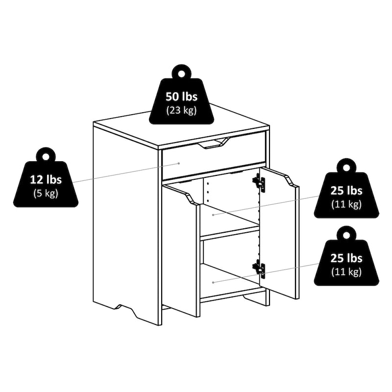 1-Drawer Storage Cabinet, Charcoal