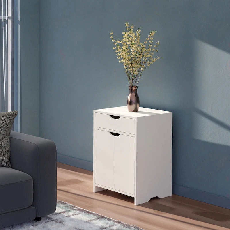 1-Drawer Storage Cabinet, White