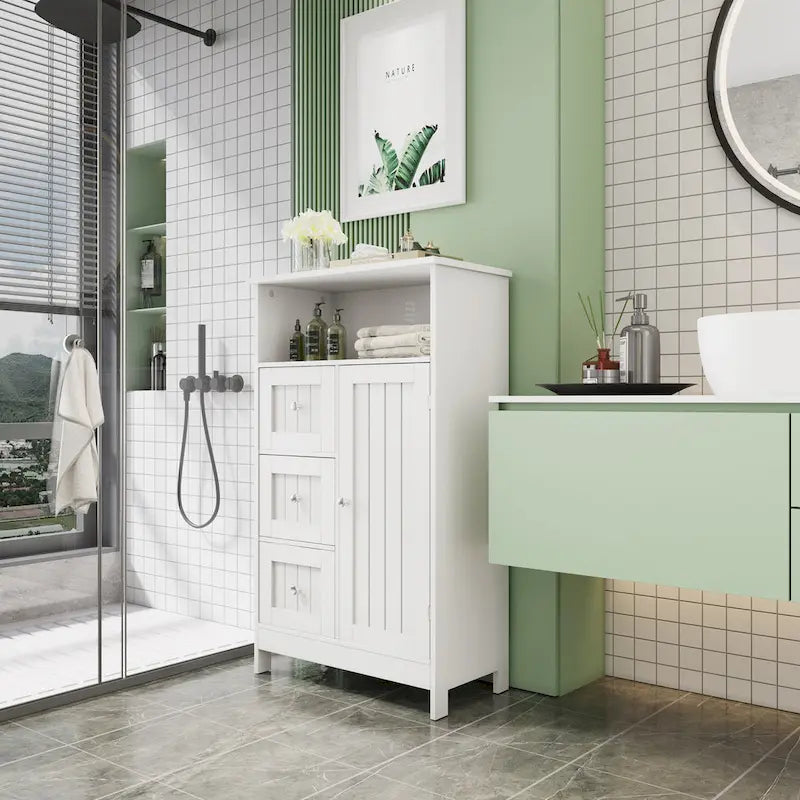Bathroom Standing Storage Cabinet with 3 Drawers - N/A