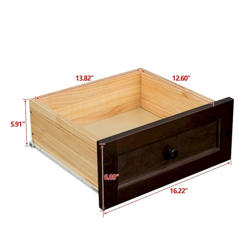 Modern 43-in Storage Solid Wood Retro Round Handle Side Cabinet with 6-Drawer