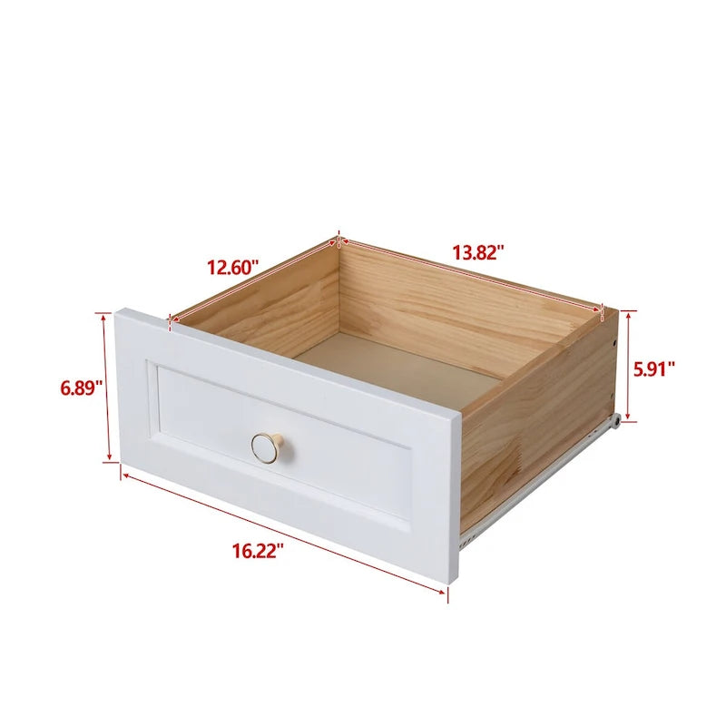 Modern 43-in Storage Solid Wood Retro Round Handle Side Cabinet with 6-Drawer