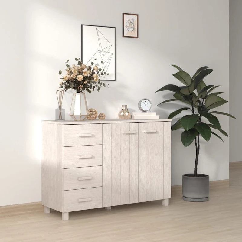 Solid Wood Pine Sideboard Buffet Console Cabinet for Kitchen - 44.5 x 15.7 x 31.5
