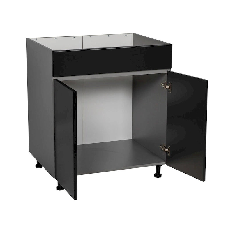 33 Sink Base Cabinets-High Double Door-Grey - 33 x 34 1/2 x 23 3/8