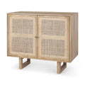 Light Brown Solid Wood Accent Cabinet with Cane Doors
