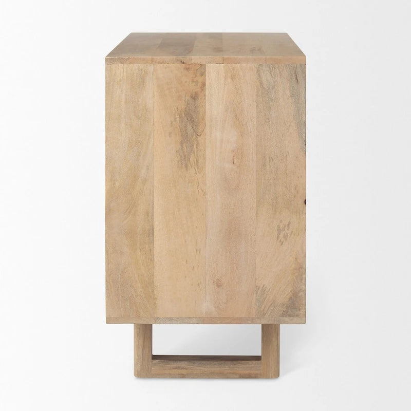 Light Brown Solid Wood Accent Cabinet with Cane Doors
