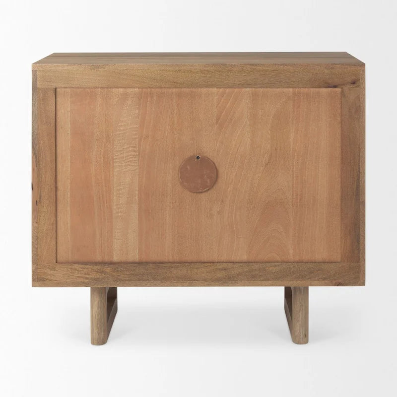 Light Brown Solid Wood Accent Cabinet with Cane Doors