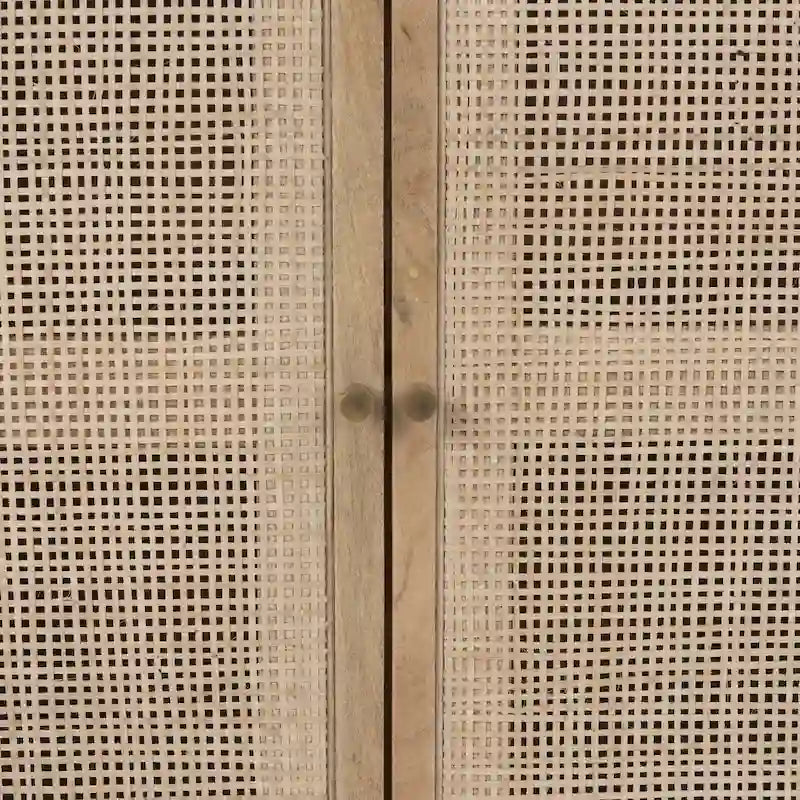 Light Brown Solid Wood Accent Cabinet with Cane Doors