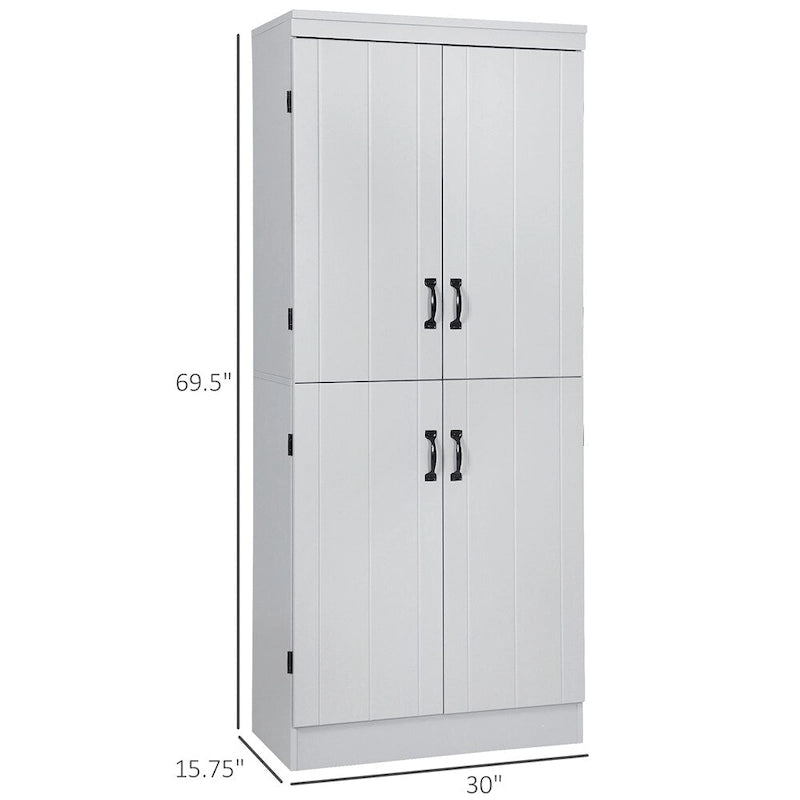 Freestanding Kitchen Pantry, 6-tier Shelving with 2 Adjustable Shelves