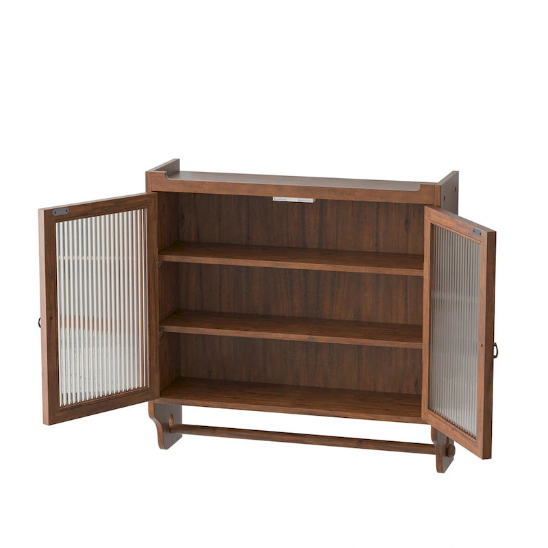 Glass Door Vintage Double Door Wall Cabinet