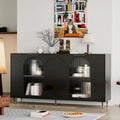 Accent Cabinet Lacquered Wooden Cabinet with 4 Glass Doors Sideboard Buffet Server Cabinet Storage Cabinet