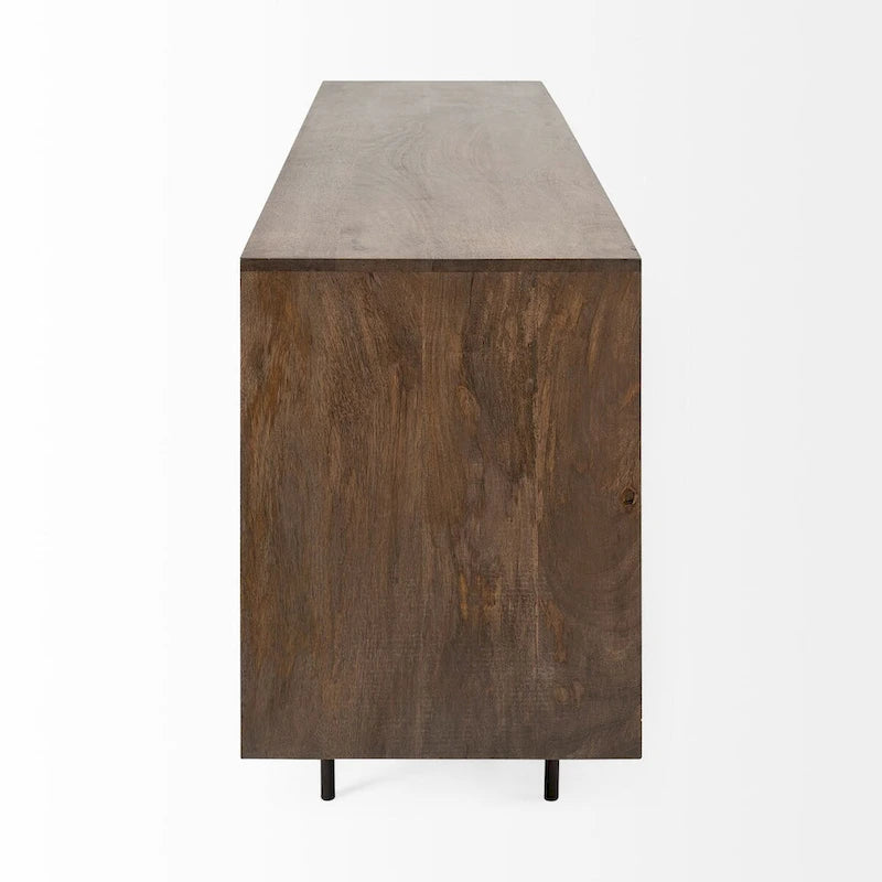 Two-Tone Brown Solid Wood 6 Drawer Sideboard - 70.0L x 18.0W x 31.0H