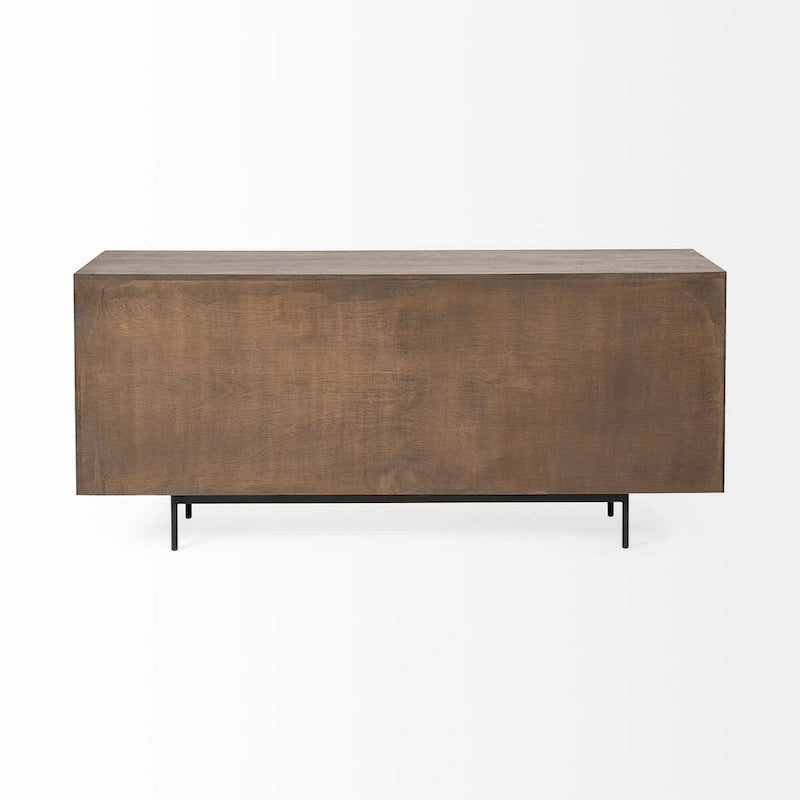 Two-Tone Brown Solid Wood 6 Drawer Sideboard - 70.0L x 18.0W x 31.0H