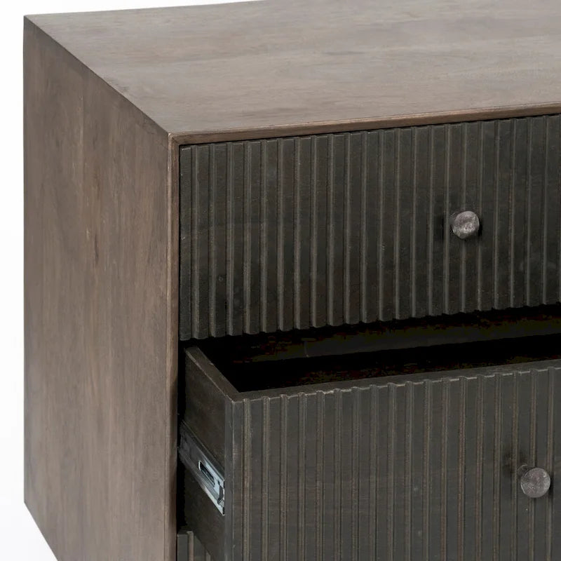 Two-Tone Brown Solid Wood 6 Drawer Sideboard - 70.0L x 18.0W x 31.0H