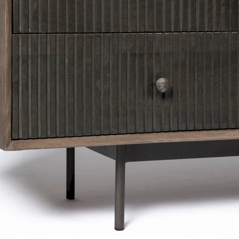 Two-Tone Brown Solid Wood 6 Drawer Sideboard - 70.0L x 18.0W x 31.0H