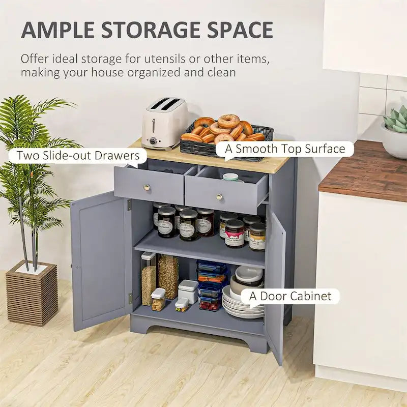 Double Door Sideboard Buffet Cabinet with Drawers and Adjustable Shelf