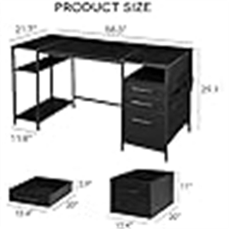 Desks with Drawers and Shelves - 21.65D x 59.06W x 29.13H