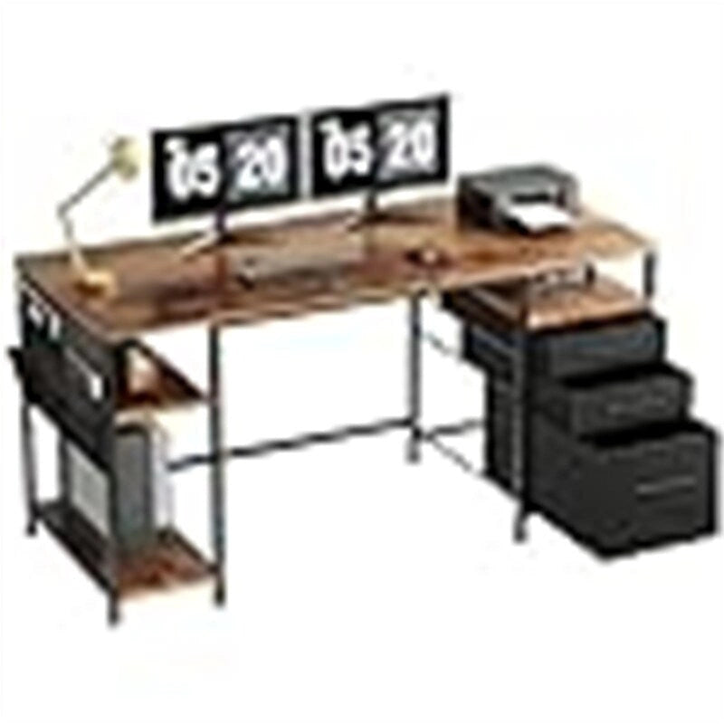 Desks with Drawers and Shelves - 21.65D x 59.06W x 29.13H