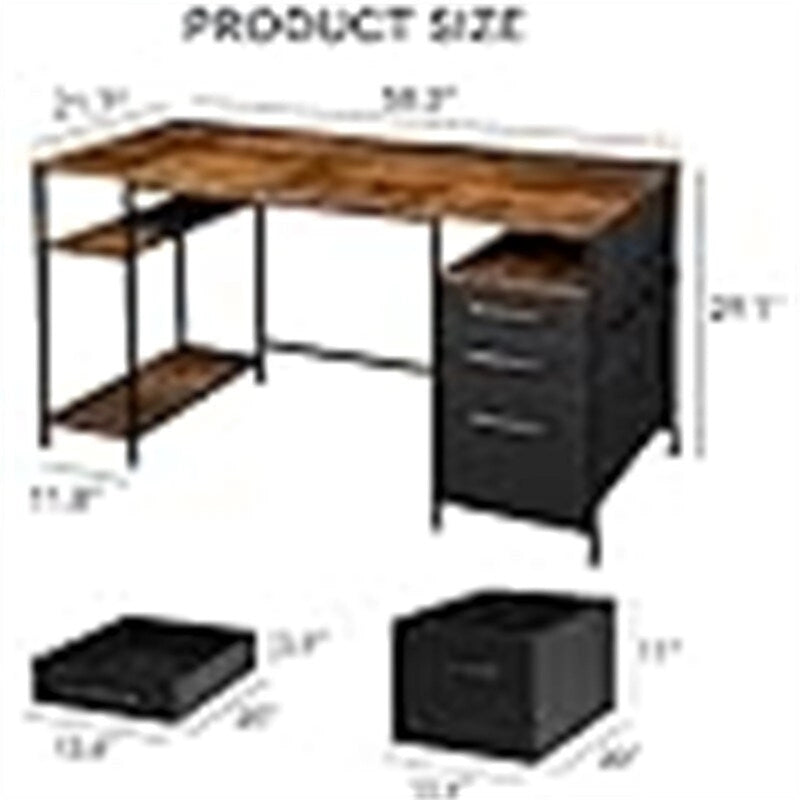 Desks with Drawers and Shelves - 21.65D x 59.06W x 29.13H