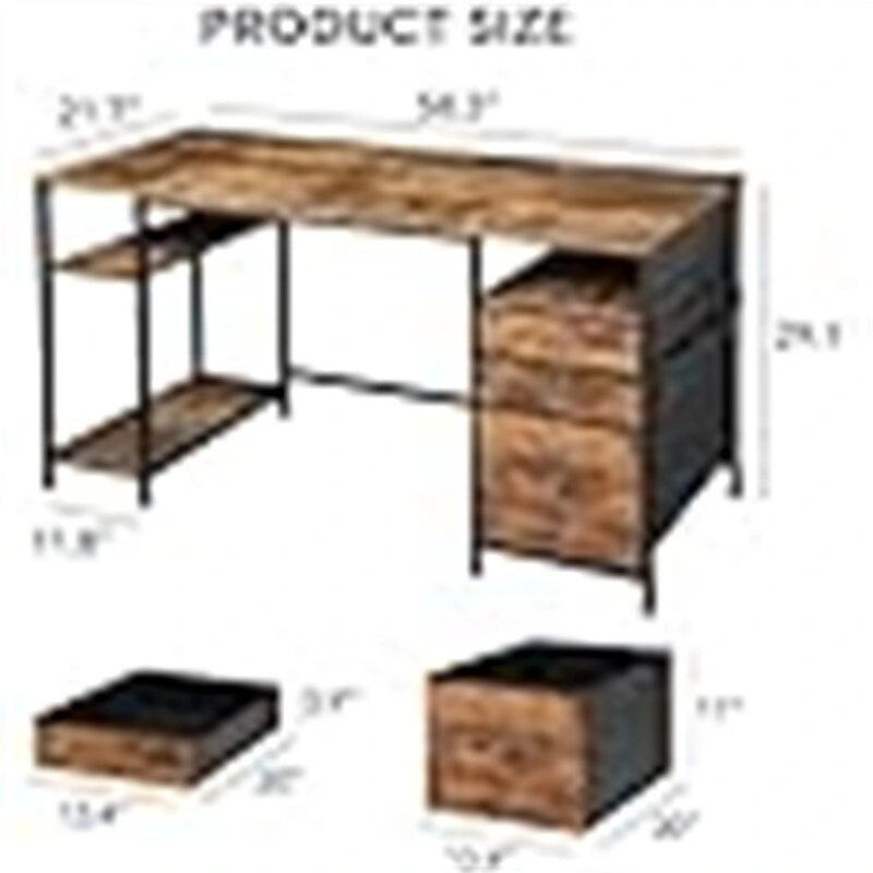 Desks with Drawers and Shelves - 21.65D x 59.06W x 29.13H