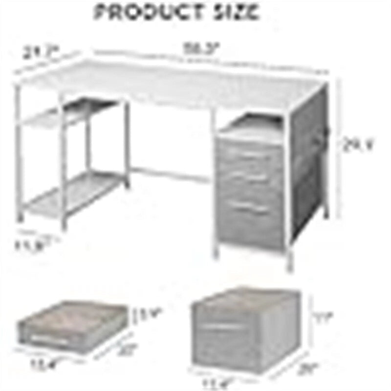 Desks with Drawers and Shelves - 21.65D x 59.06W x 29.13H