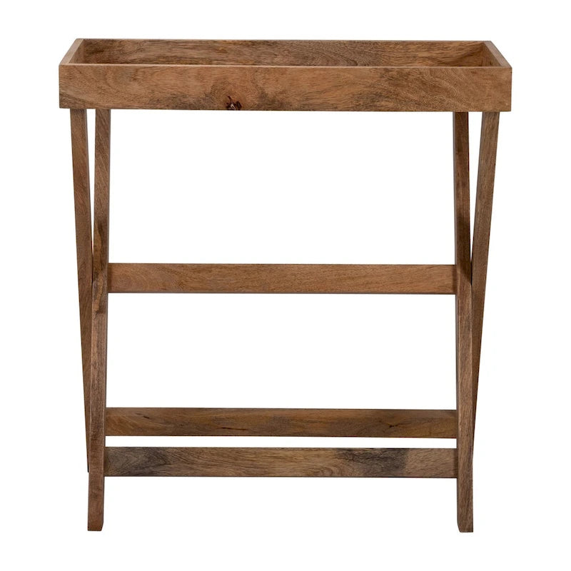 Wooden Butler Tray with Stand 30 x 32 Brown TV Tray Contemporary Rustic Decorative Stand or Storage Display - 30 x 15 x 32